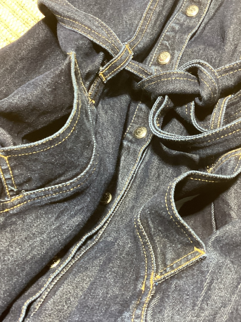 Angels Dark Blue Denim Shirt Dress with Tie Waist - Picture 10 of 11